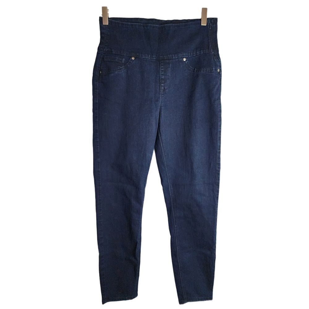 Spanx‎ Jeans Women's Large Skinny Ankle Sara Blakely Blue Denim Side Zip
